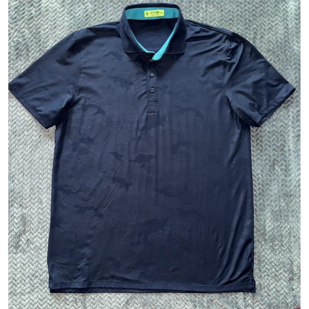 G/FORE Men's Camo Print Golf Polo Performance Stretch Navy Blue Size XL